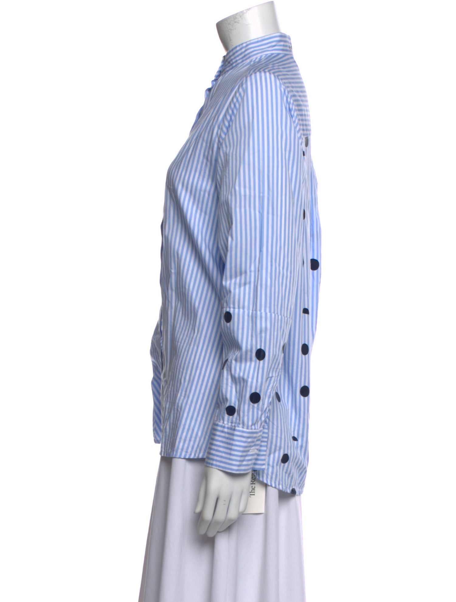 Être Cécile Striped Mock Neck Button-Up Top