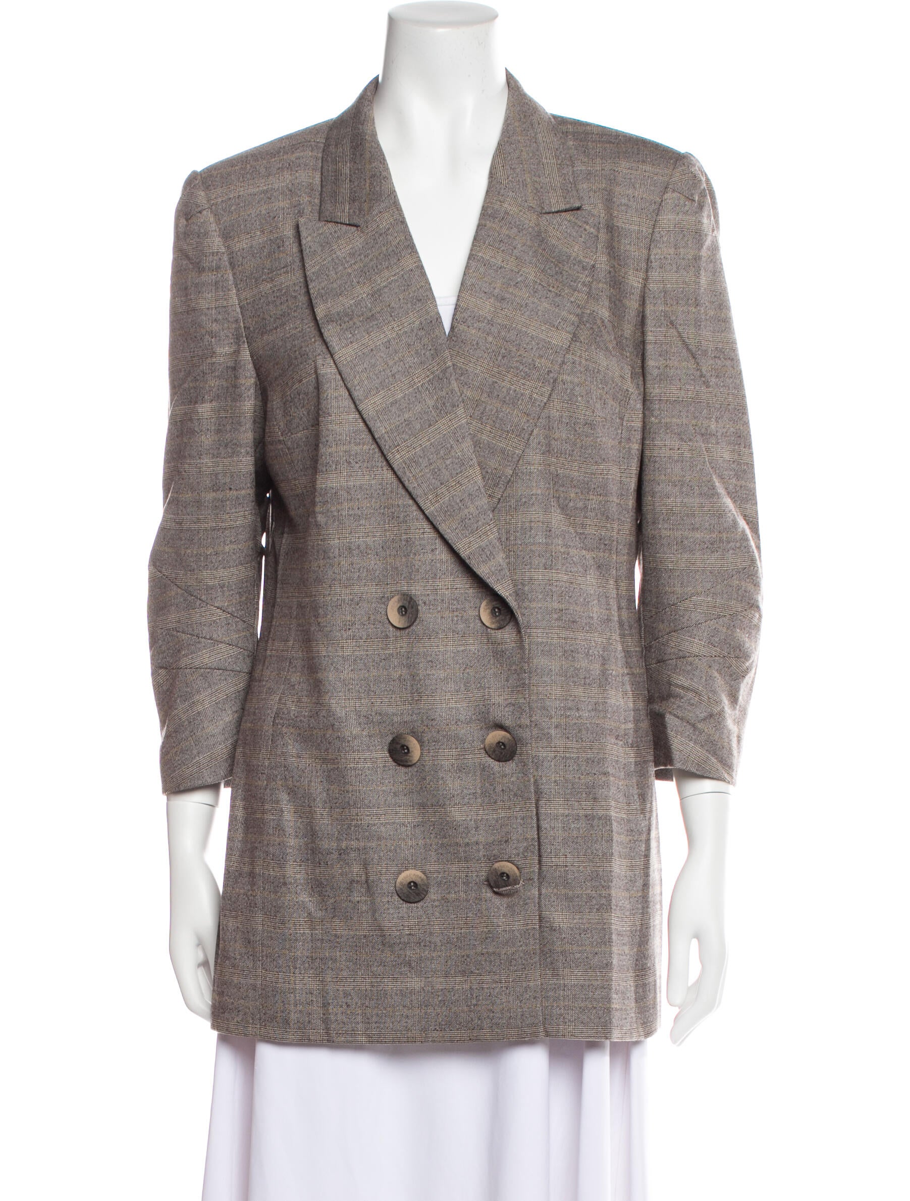 Zeynep Arçay Virgin Wool Plaid Print Blazer w/ Tags