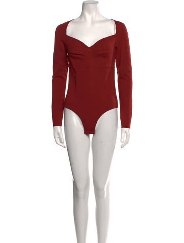 Zeynep Arçay Tops Square Neckline Long Sleeve Bodysuit M