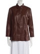 Zeynep Arçay Lambskin Three-Quarter Sleeve Button-Up Top