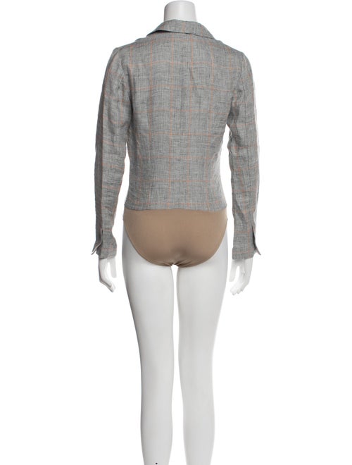 Zeynep Arçay Linen Colorblock Pattern Bodysuit