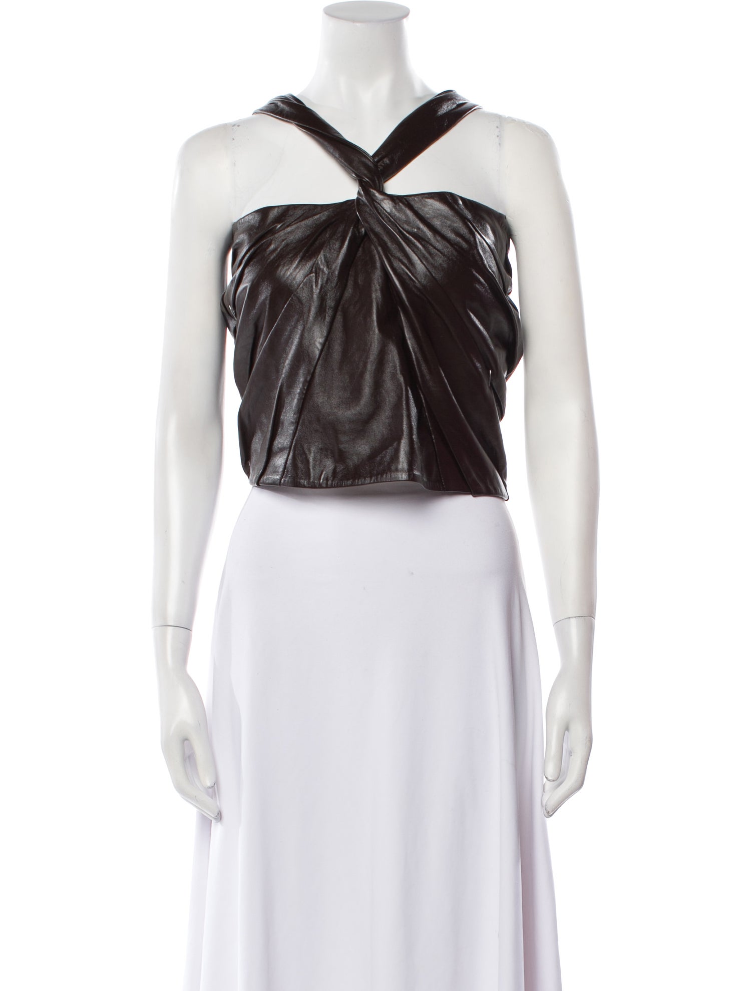 Zeynep Arçay Lambskin Halterneck Crop Top