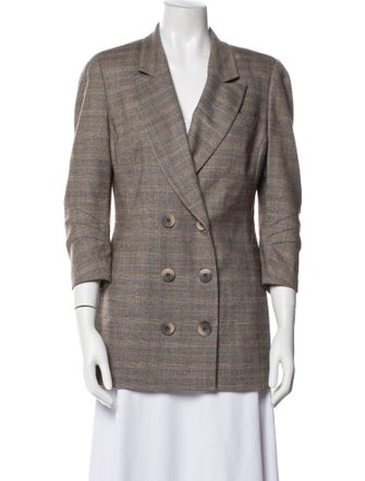 Zeynep Arçay Virgin Wool Plaid Print Blazer