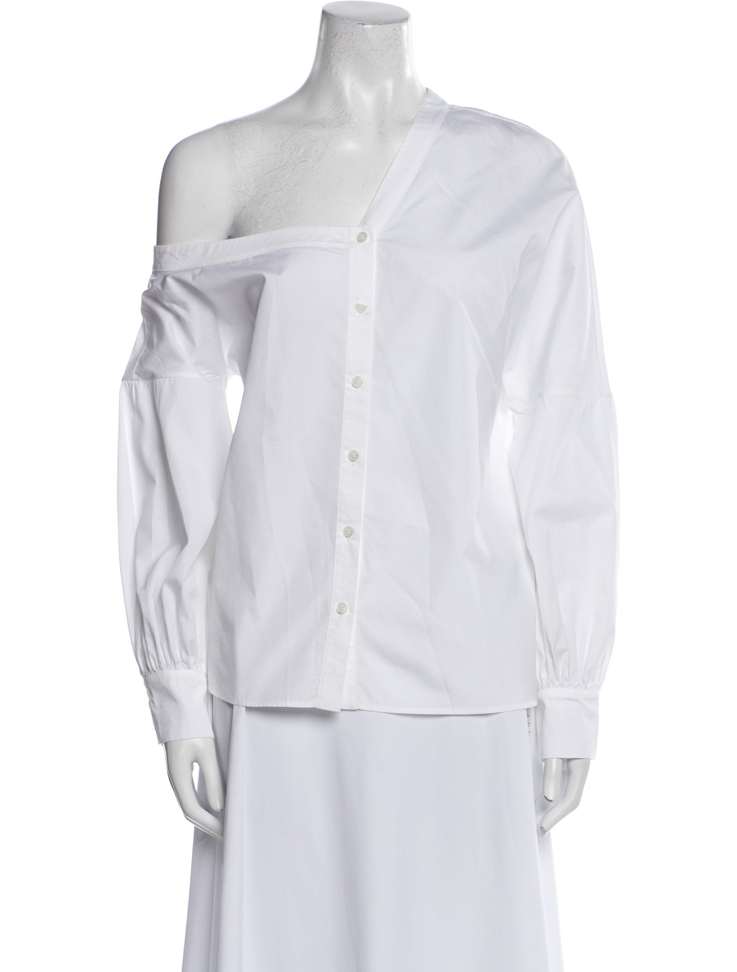 Zeynep Arçay One-Shoulder Long Sleeve Button-Up Top