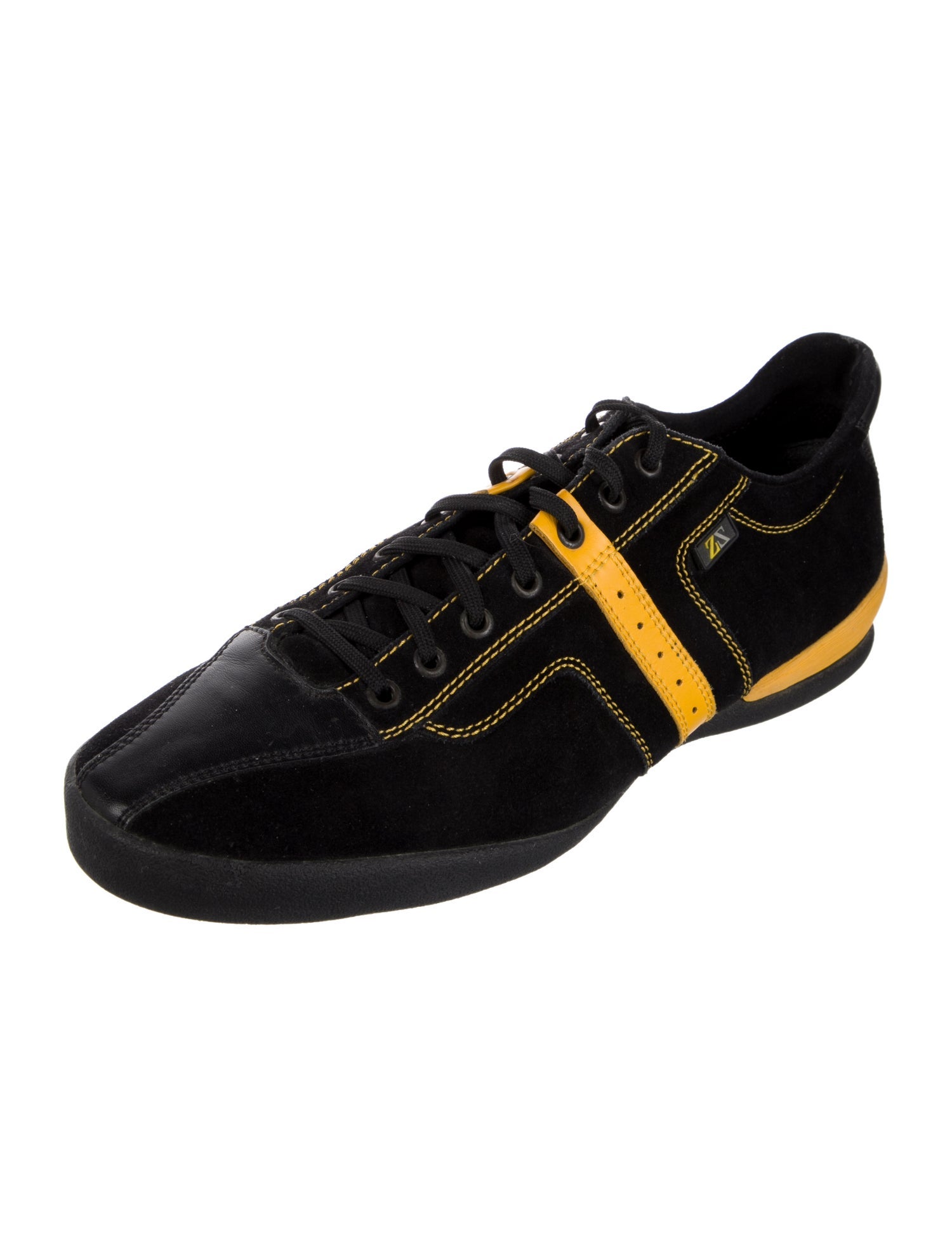 Zegna Sport Suede Colorblock Pattern Sneakers
