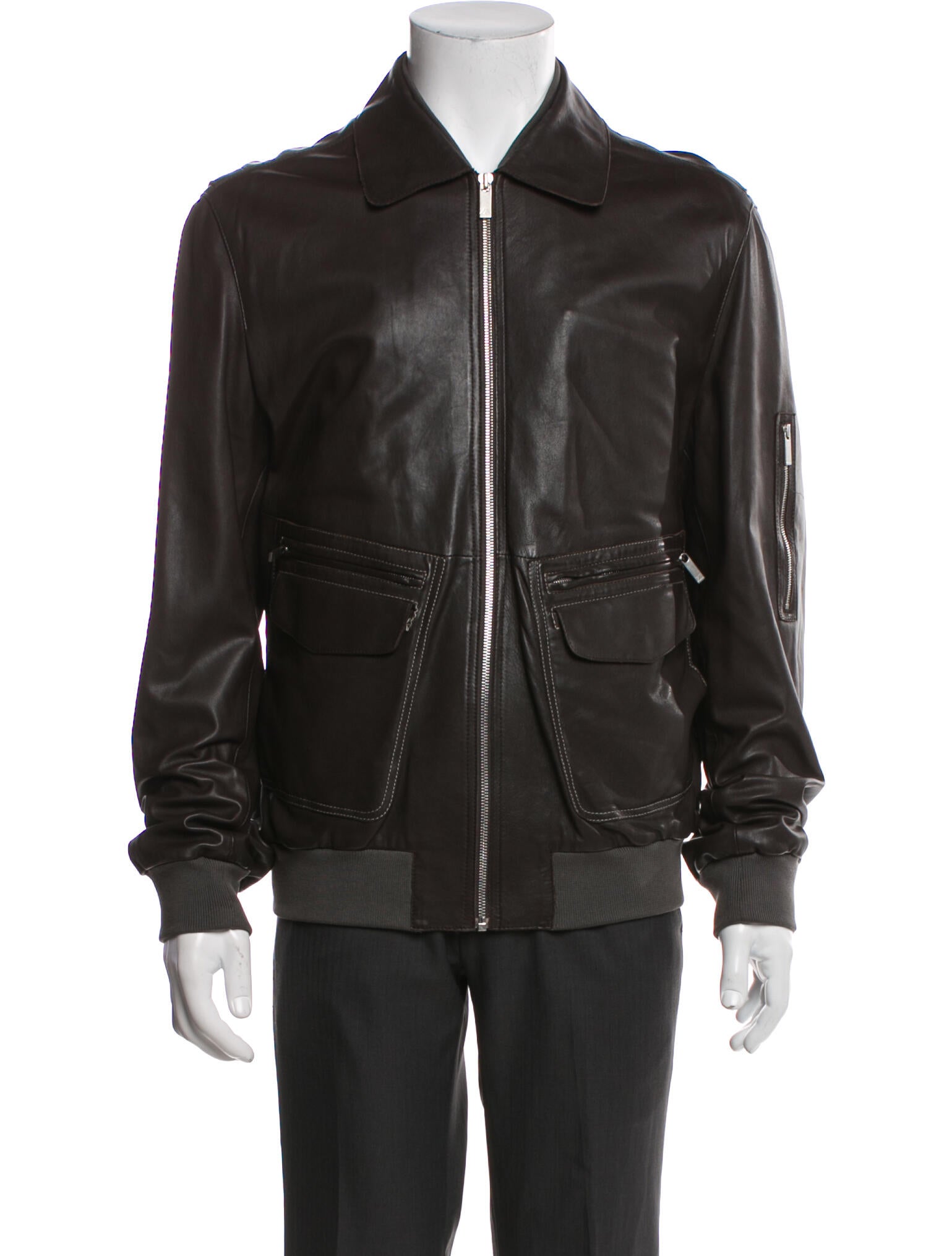 Zegna Sport Leather Bomber Jacket