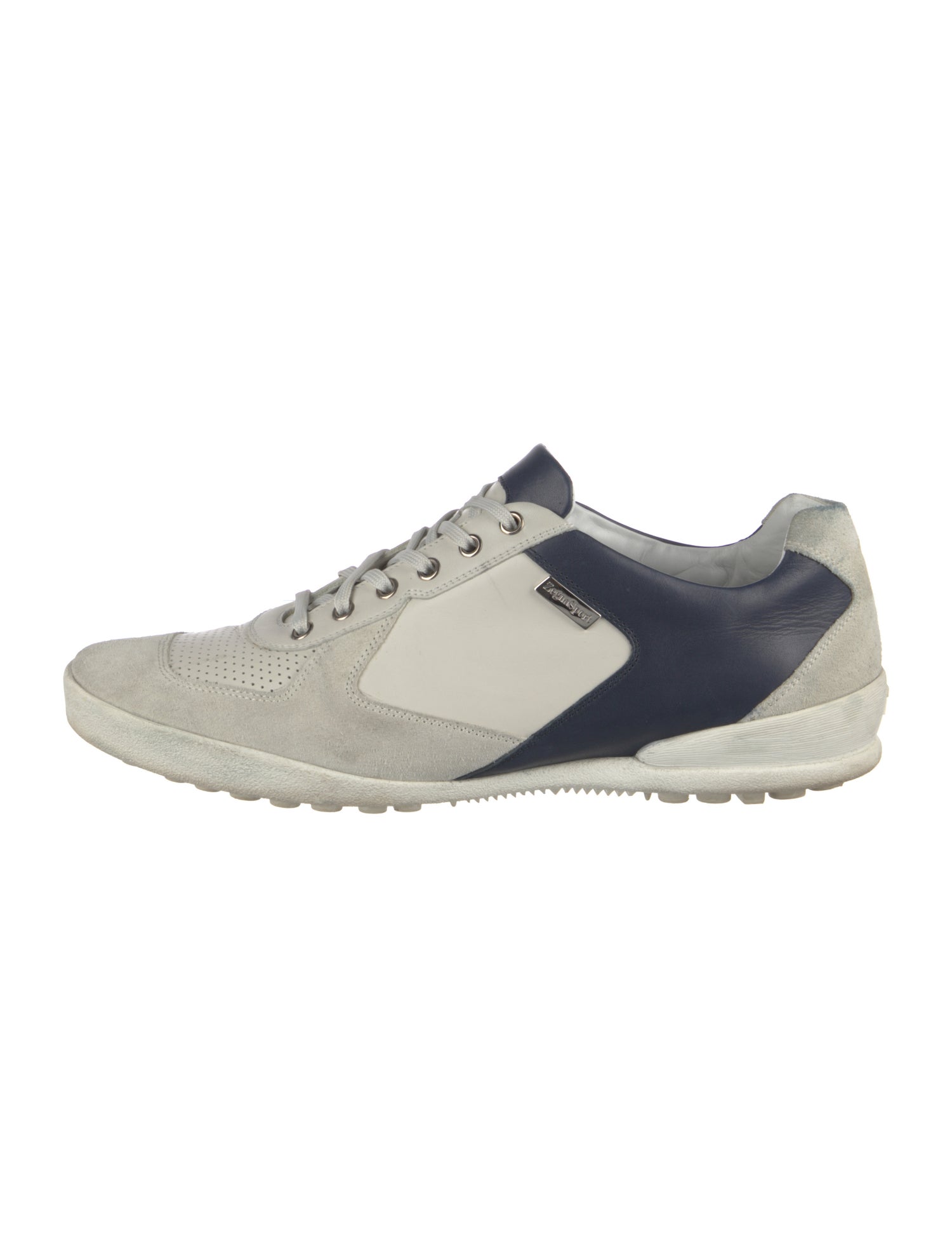 Zegna Sport Leather Colorblock Pattern Sneakers