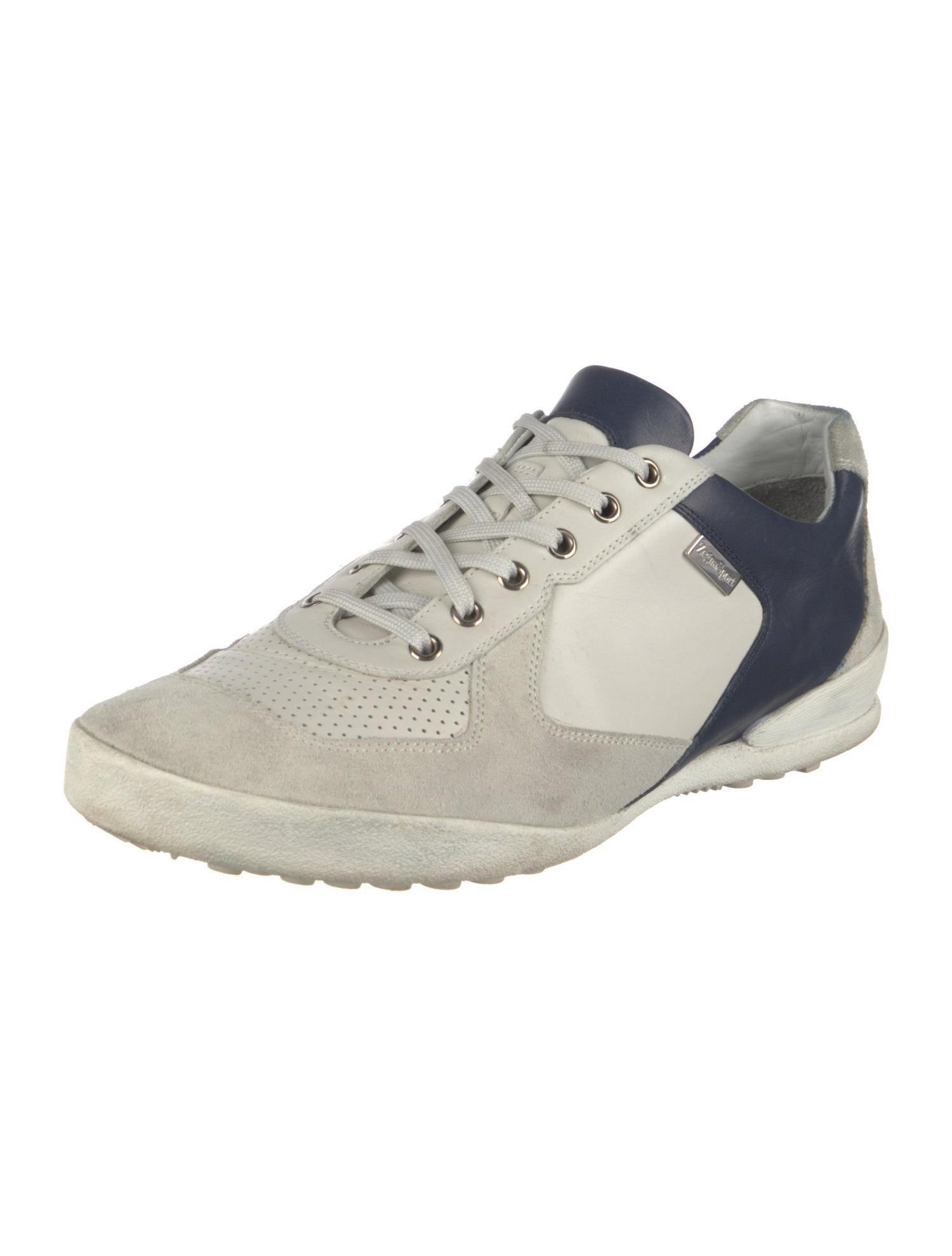 Zegna Sport Leather Colorblock Pattern Sneakers