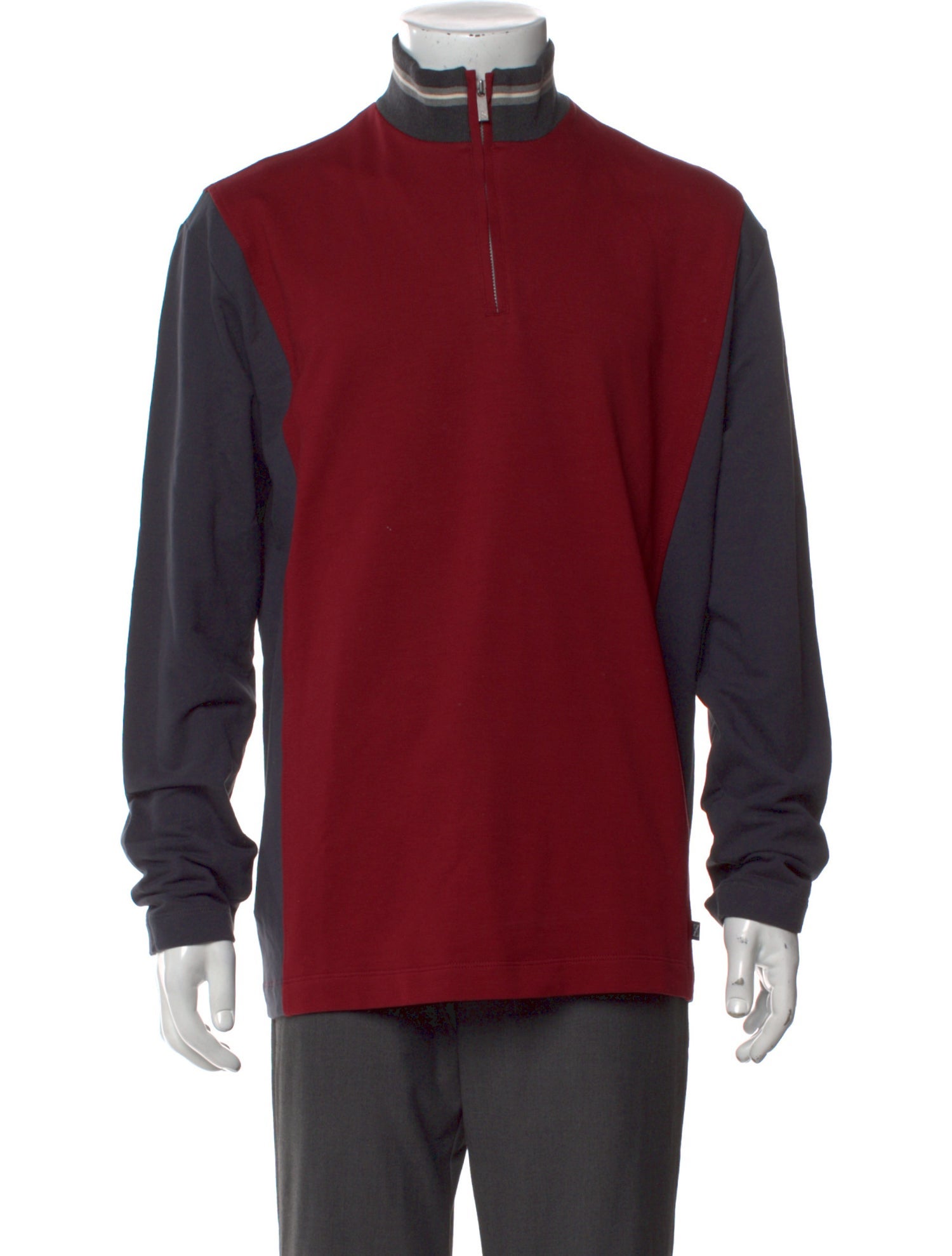 Zegna Sport Colorblock Pattern Mock Neck Pullover