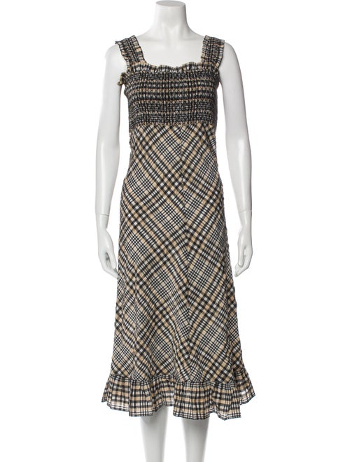Ganni Plaid Print Midi Length Dress