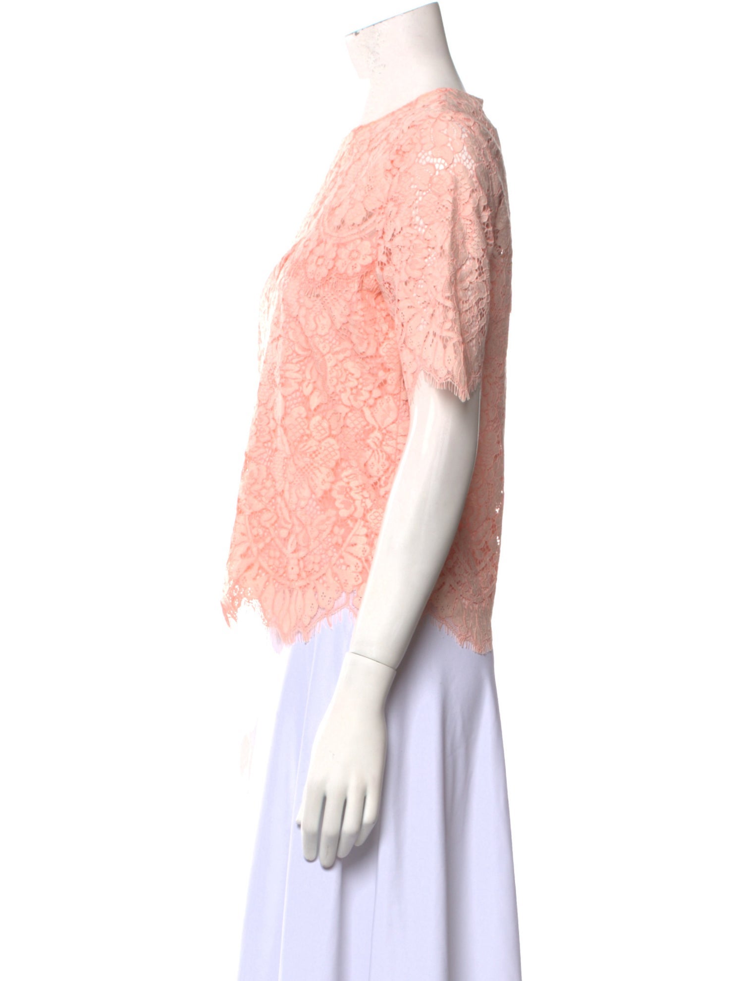 Ganni Lace Pattern Crew Neck Blouse