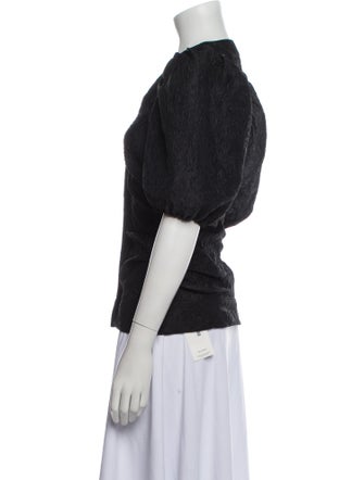 Ganni V-Neck Short Sleeve Button-Up Top