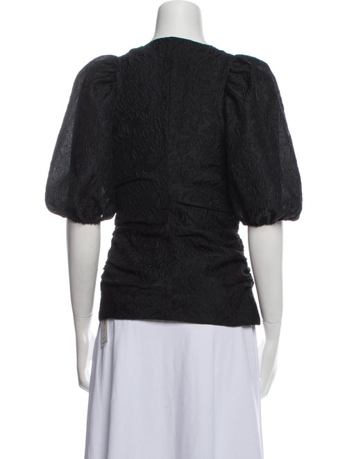 Ganni V-Neck Short Sleeve Button-Up Top