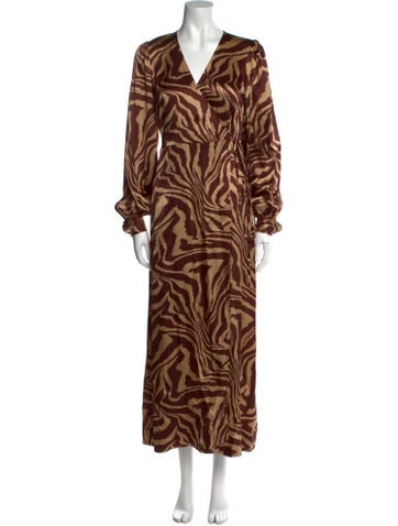 Ganni Dresses Animal Print Long Dress XS