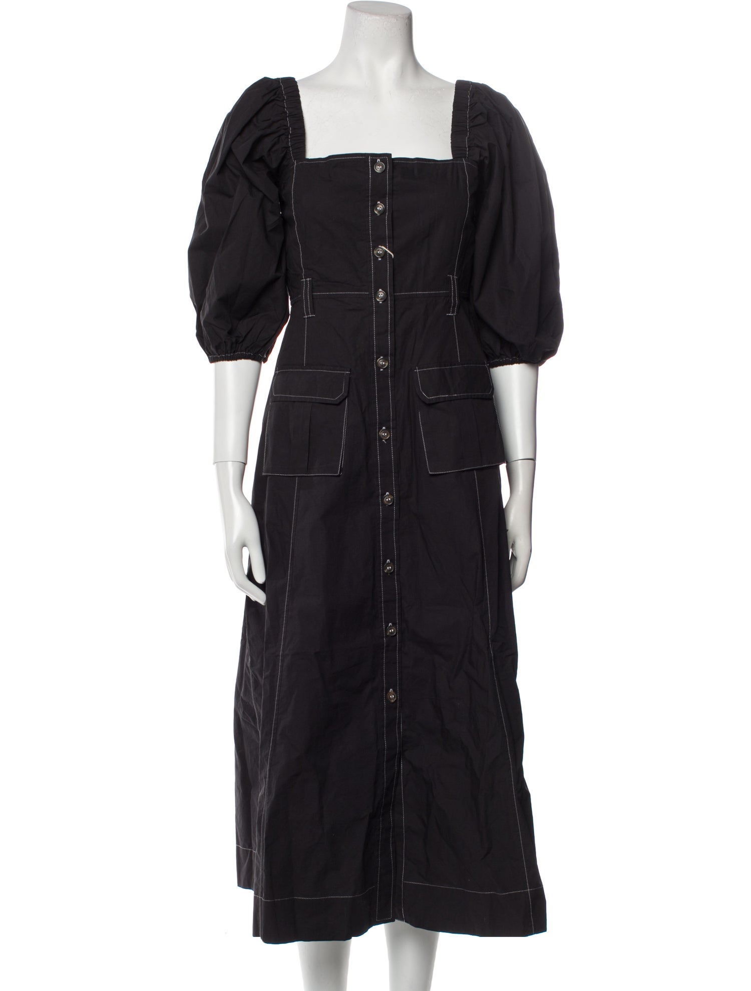 Ganni Square Neckline Long Dress