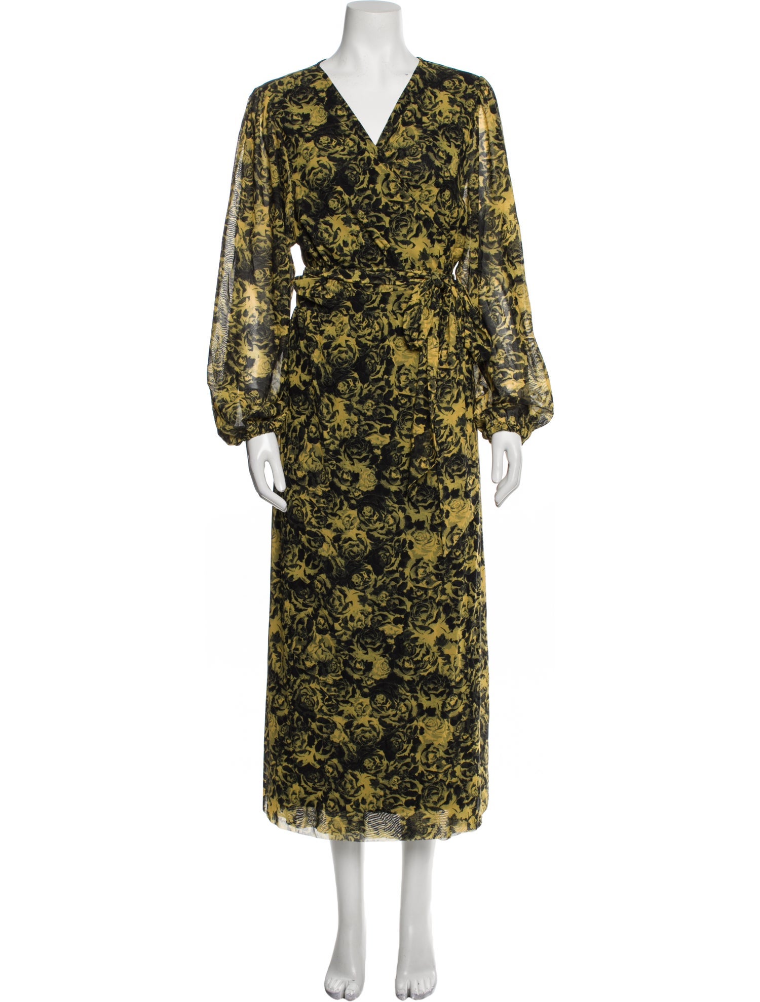 【GANNI】dress Ganni Floral Print Long Dress - Yellow Dresses, Clothing