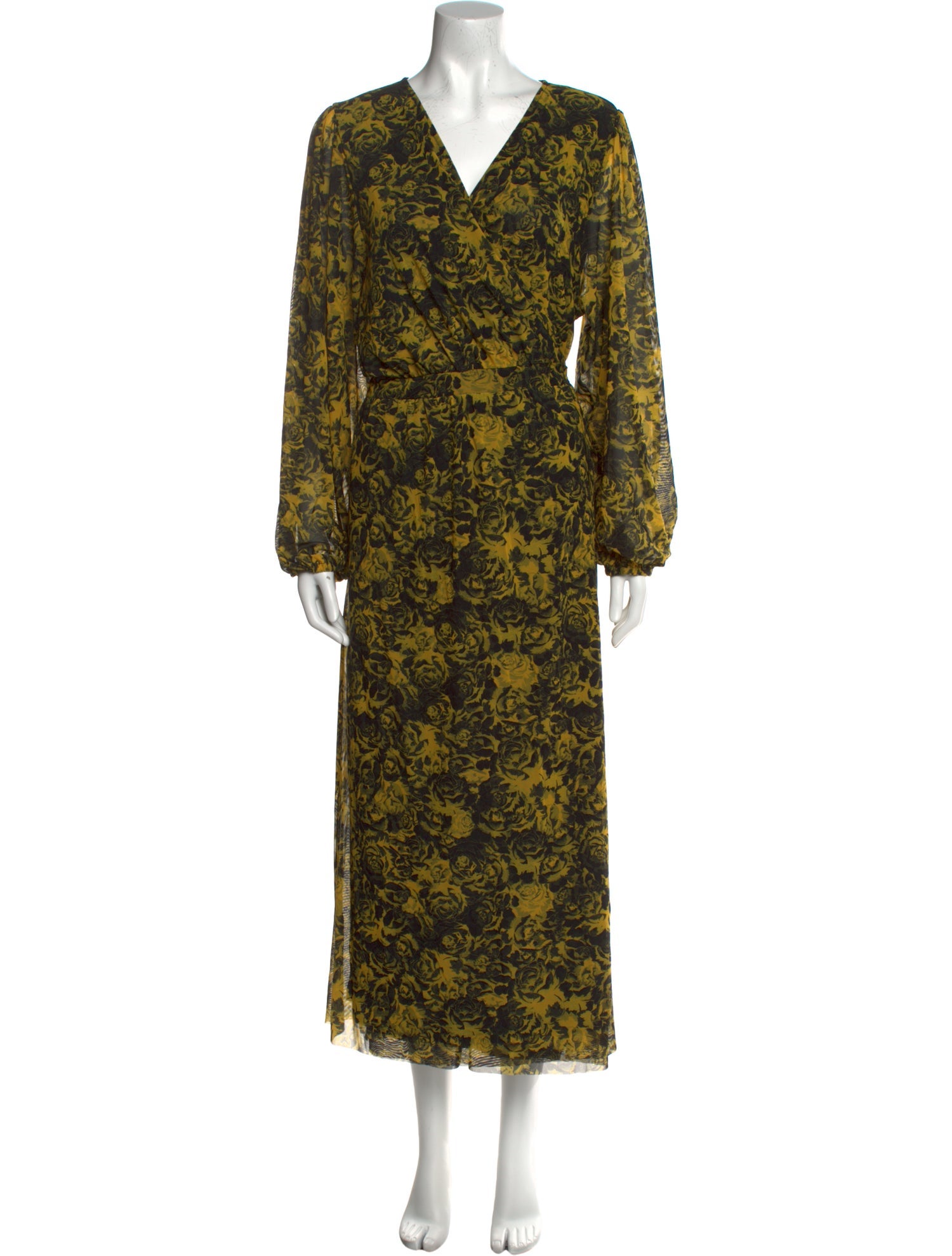 Ganni Floral Print Long Dress - Yellow Dresses, Clothing