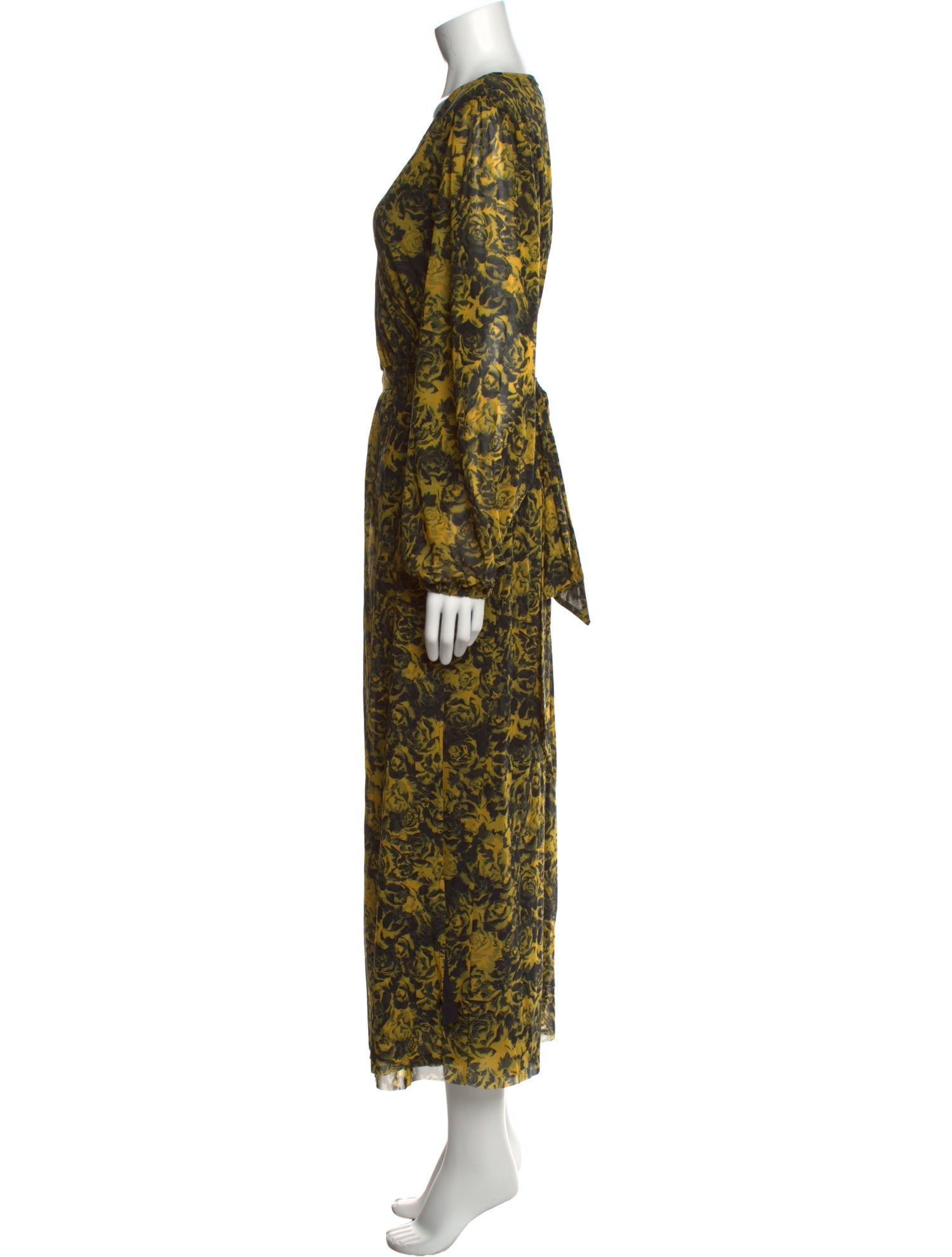 Ganni Floral Print Long Dress - Yellow Dresses, Clothing