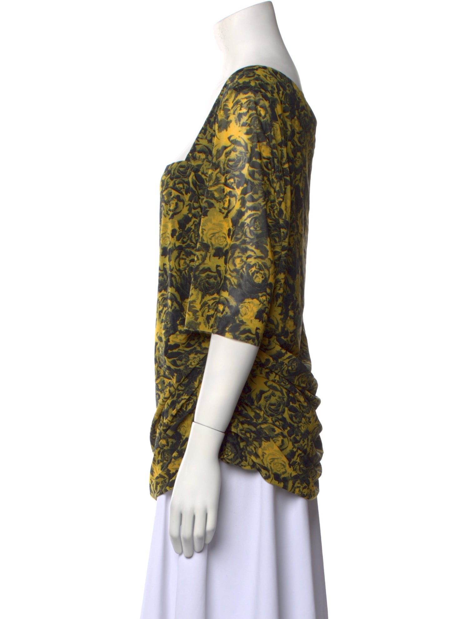 Ganni Floral Print Square Neckline Blouse