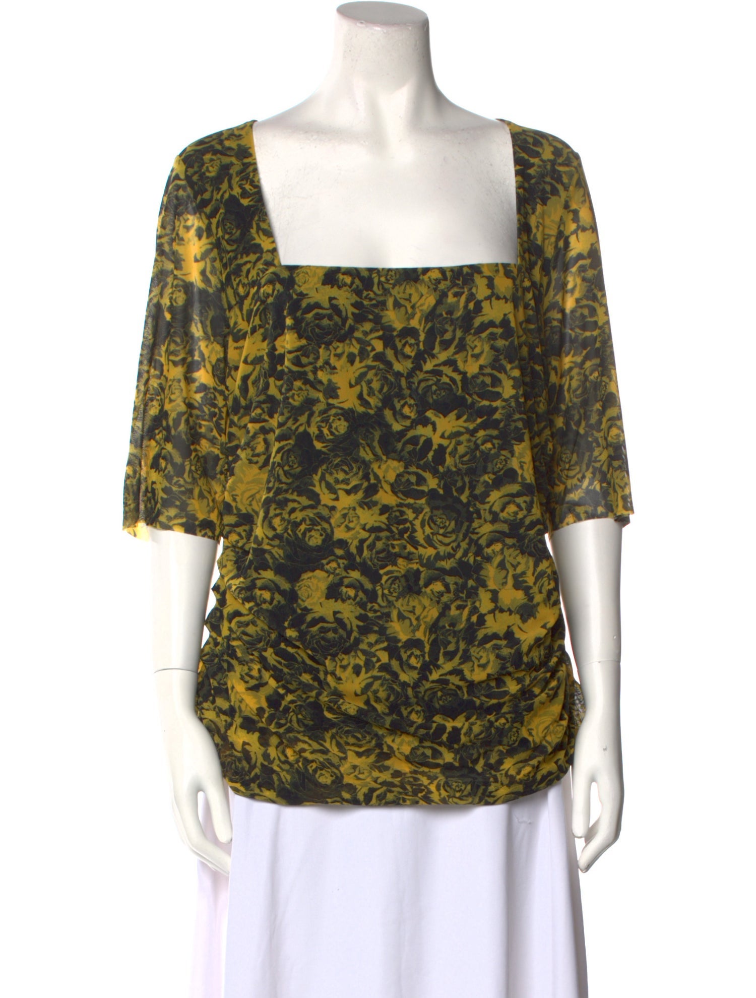 Ganni Floral Print Square Neckline Blouse w/ Tags