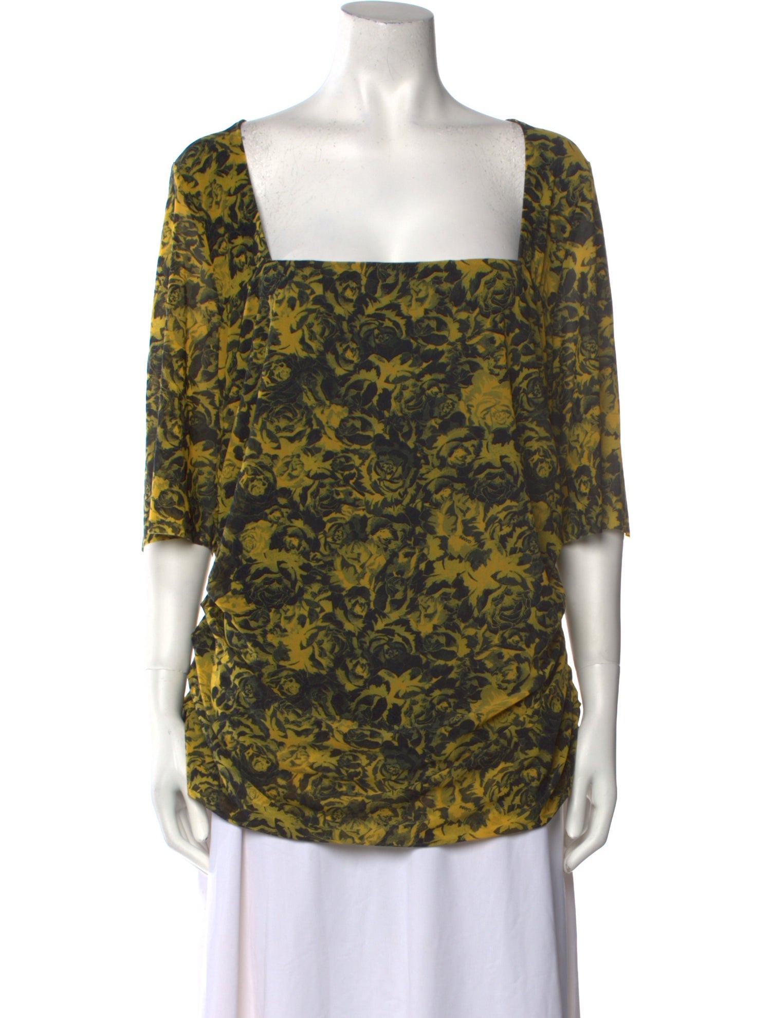 Ganni Floral Print Square Neckline Blouse w/ Tags