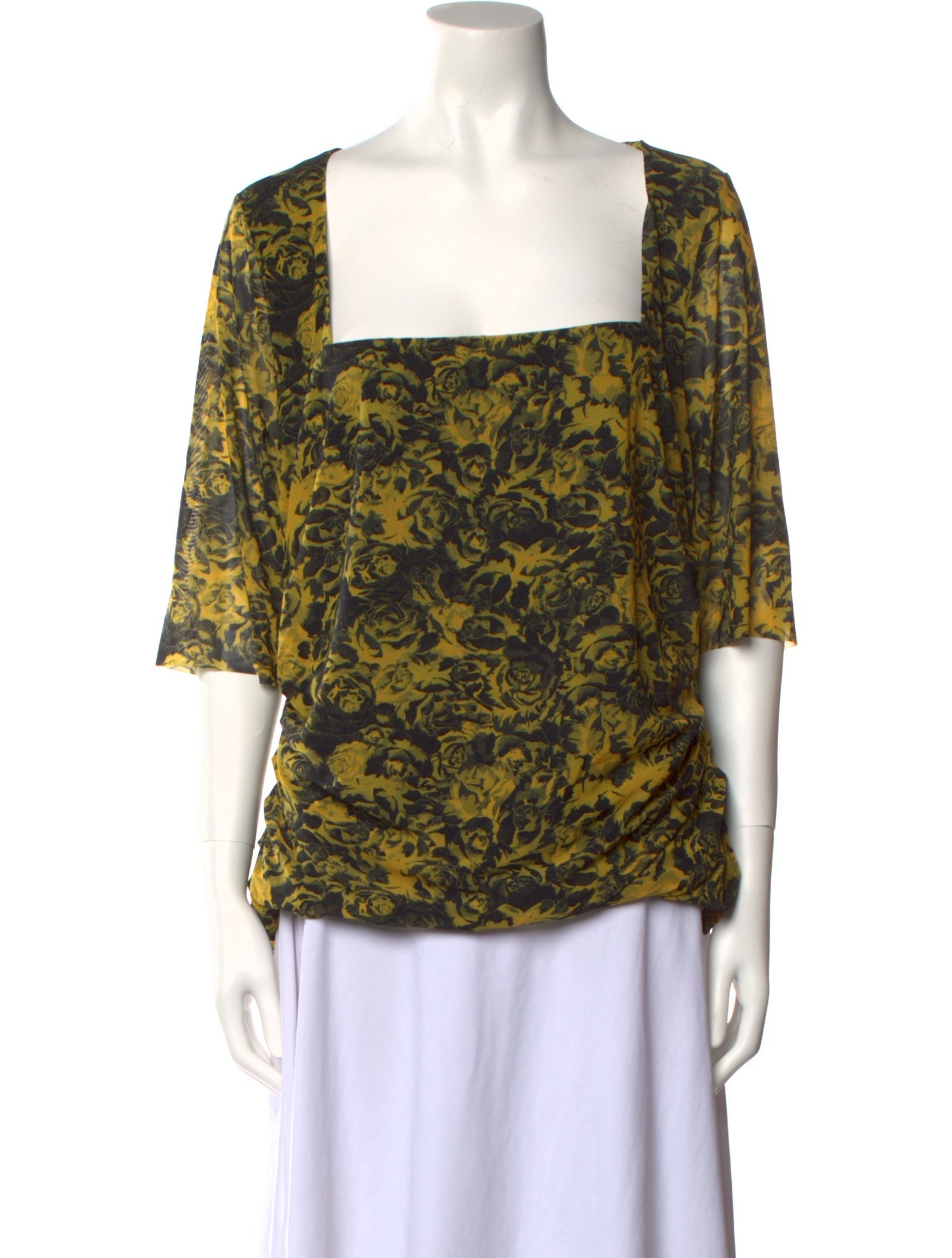 Ganni Floral Print Square Neckline Blouse w/ Tags