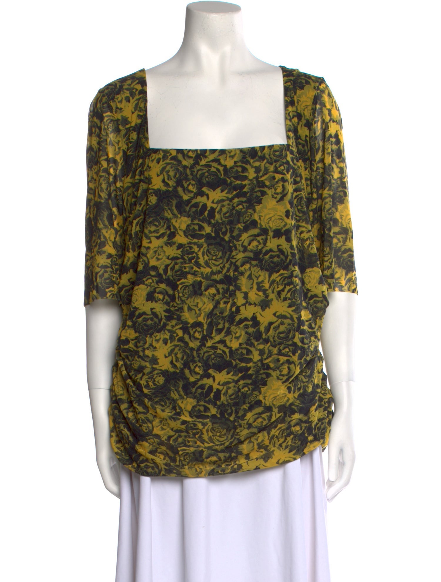 Ganni Floral Print Square Neckline Blouse w/ Tags