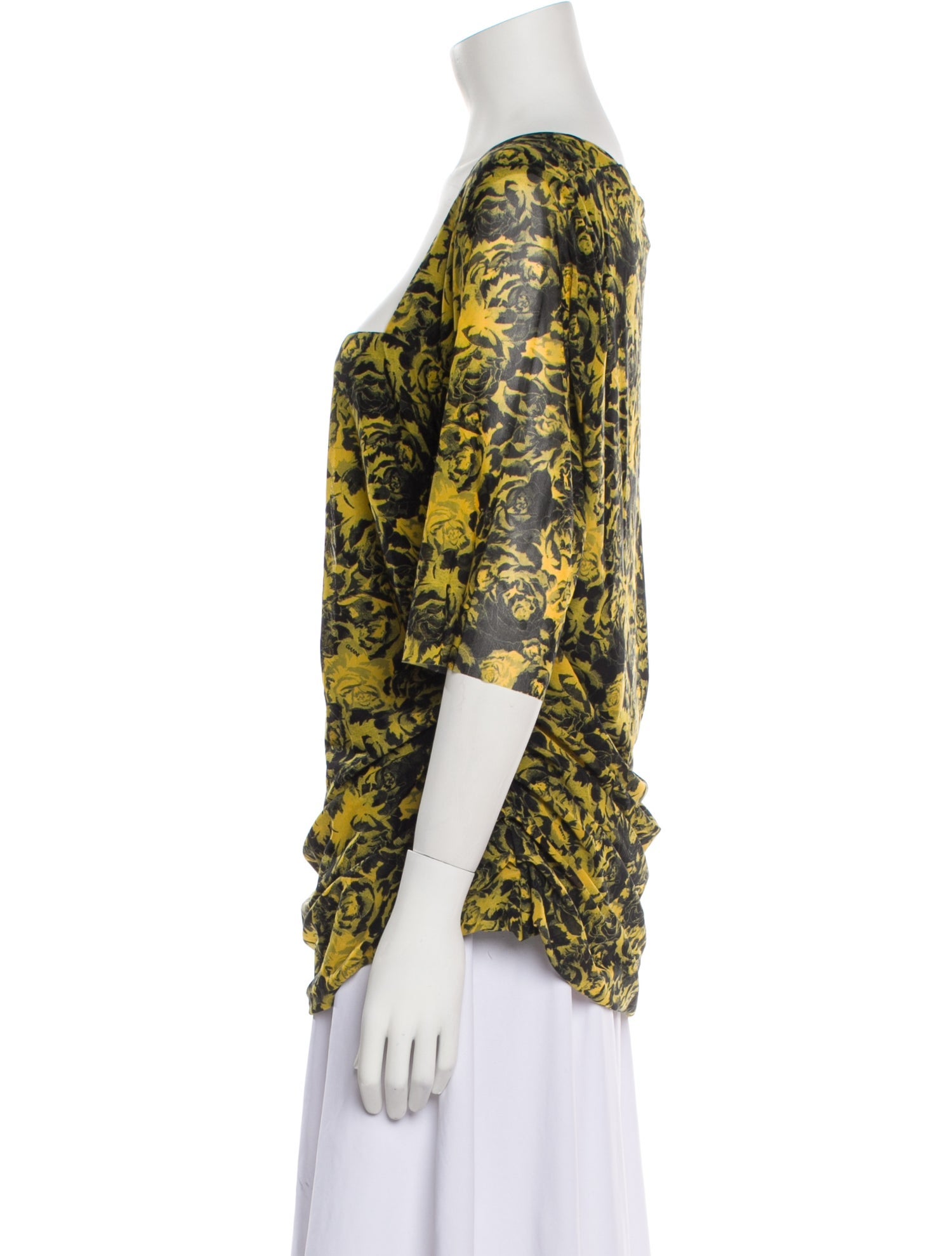 Ganni Floral Print Square Neckline Blouse