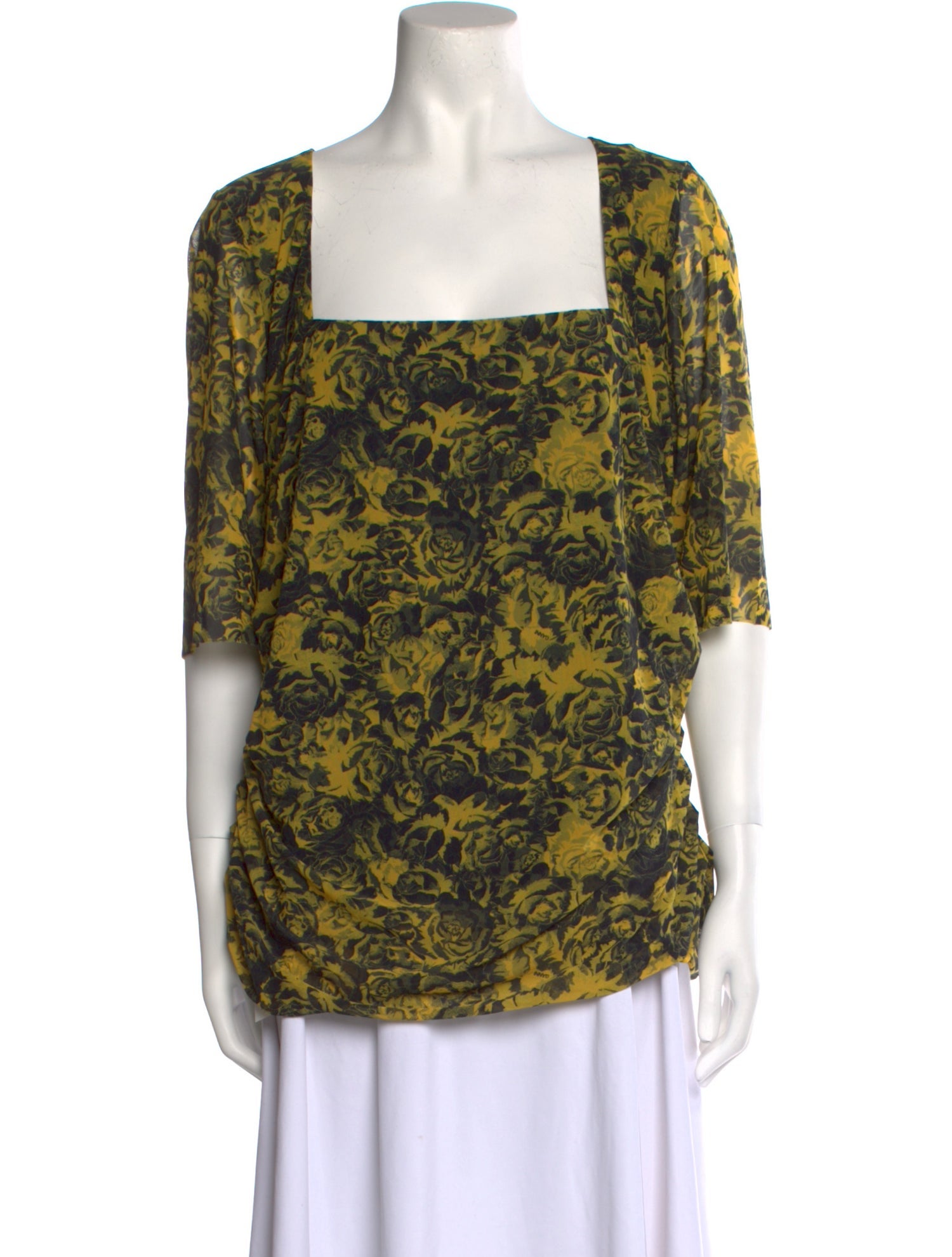 Ganni Floral Print Square Neckline Blouse w/ Tags