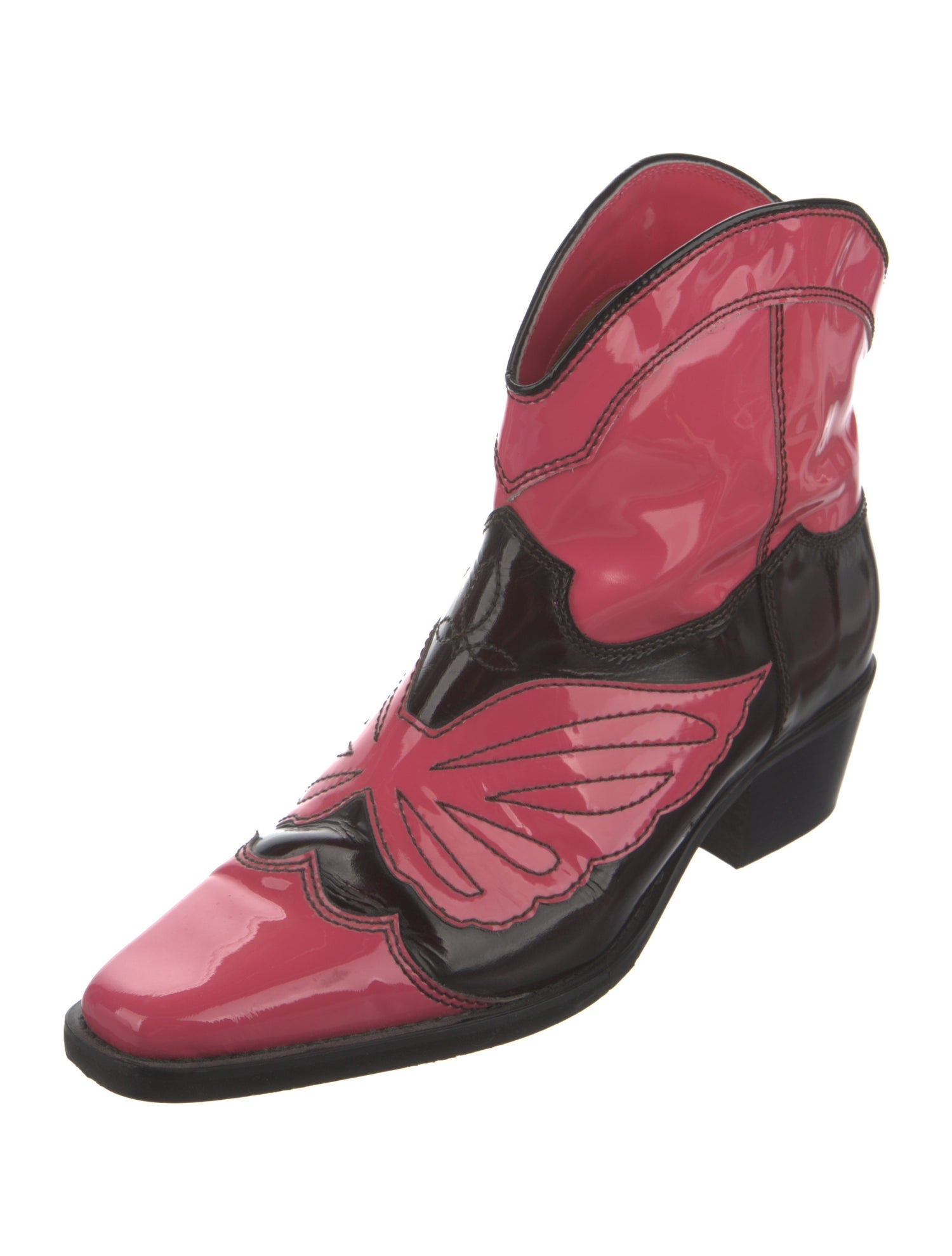 ganni cowboy boots pink