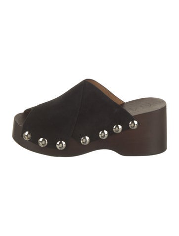 Ganni Sandals Suede Studded Accents Slides 11