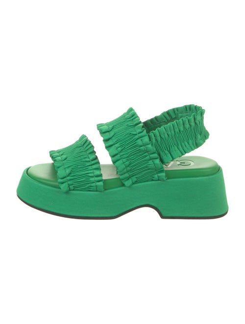 Ganni Satin Ruffle Embellishment Slingback Sandals