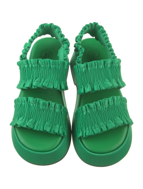 Ganni Satin Ruffle Embellishment Slingback Sandals