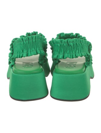 Ganni Satin Ruffle Embellishment Slingback Sandals