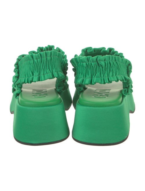 Ganni Satin Ruffle Embellishment Slingback Sandals