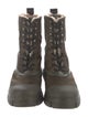 Ganni Canvas Leather Trim Embellishment Combat Boots