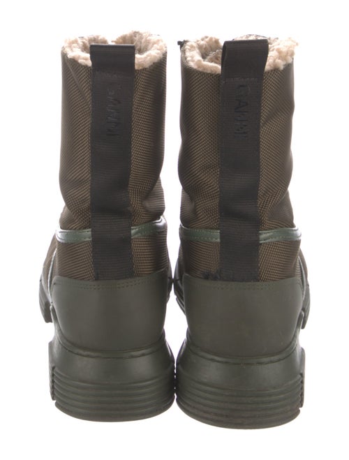 Ganni Canvas Leather Trim Embellishment Combat Boots