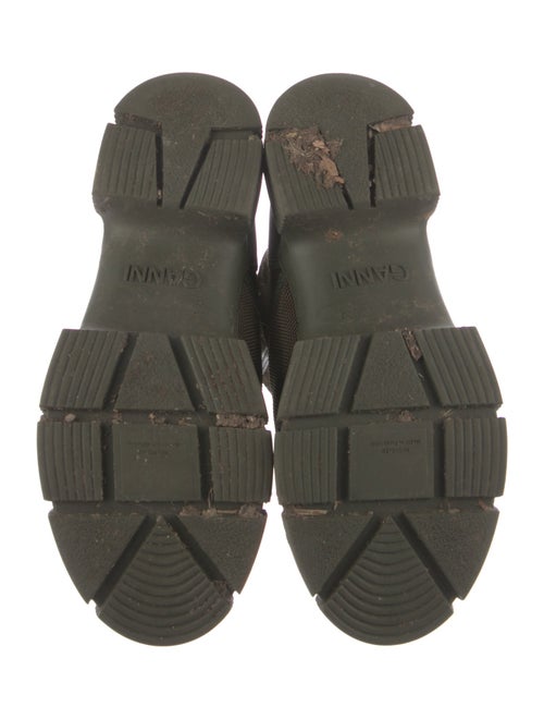 Ganni Canvas Leather Trim Embellishment Combat Boots