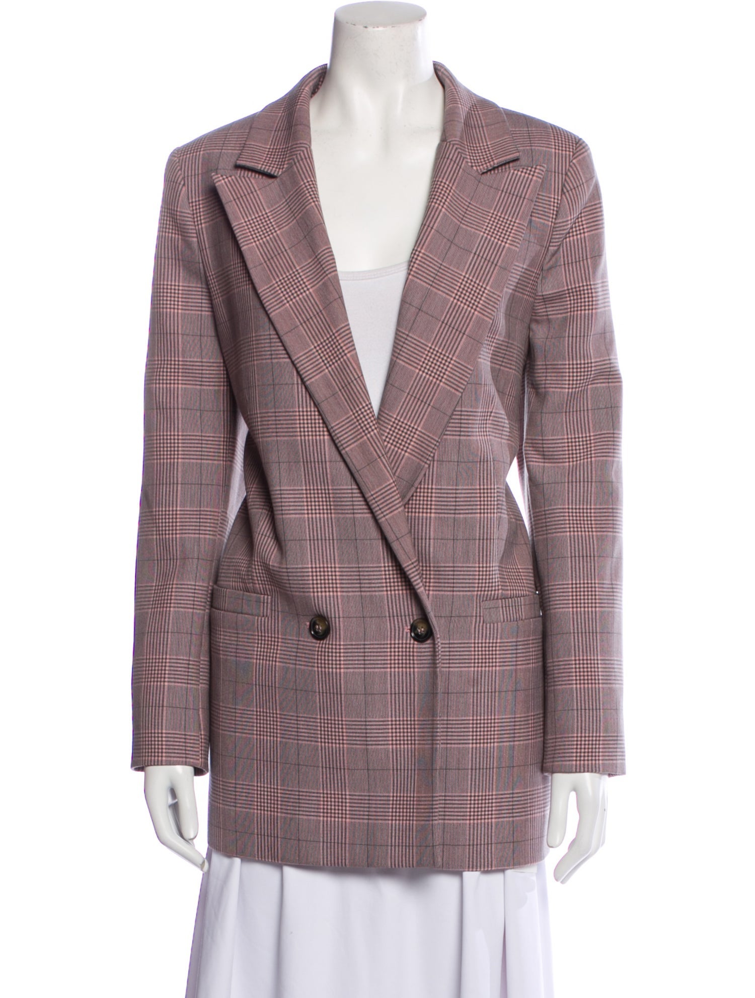 Ganni Plaid Print Blazer