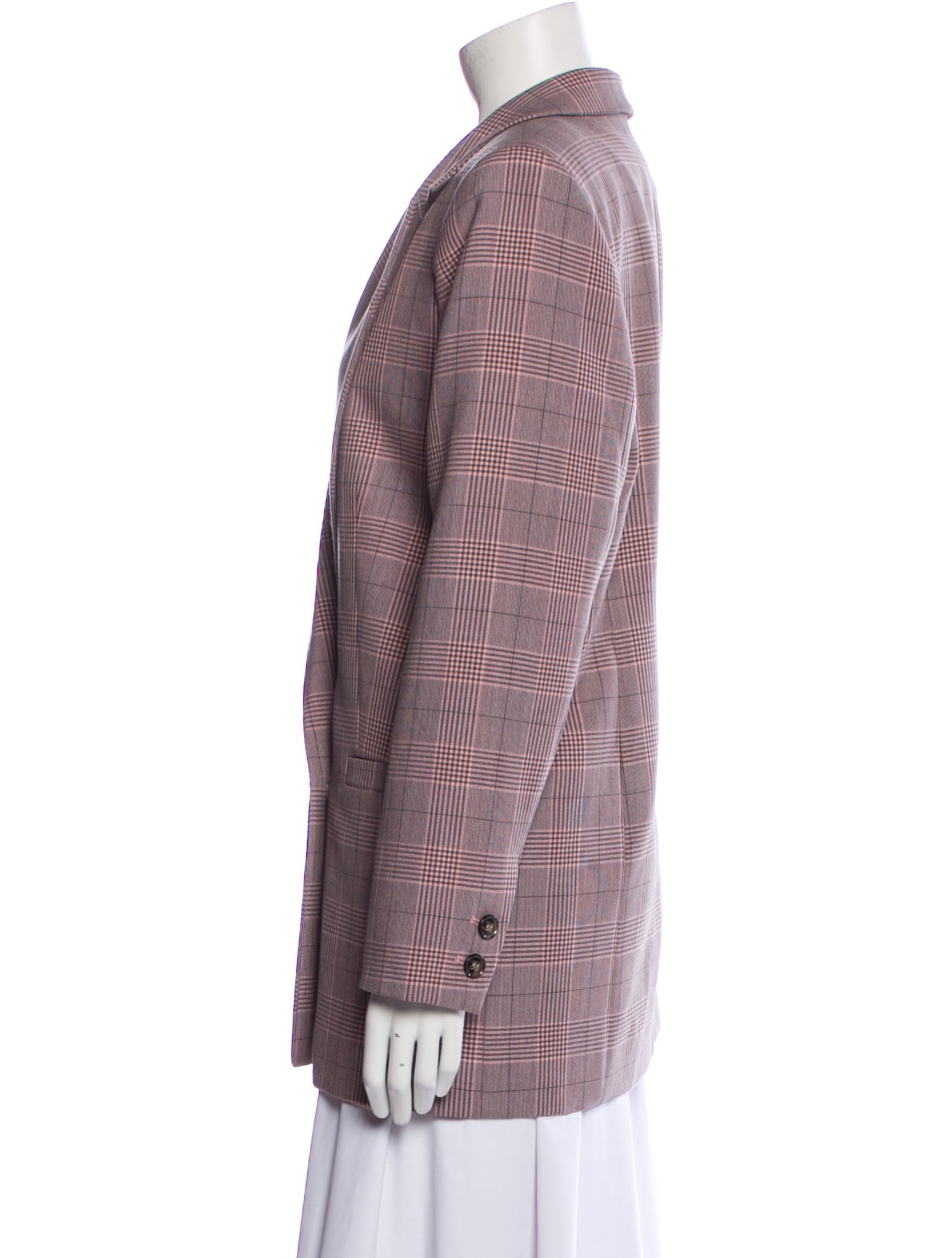 Ganni Plaid Print Blazer