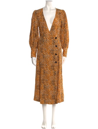 Ganni Animal Print Long Dress
