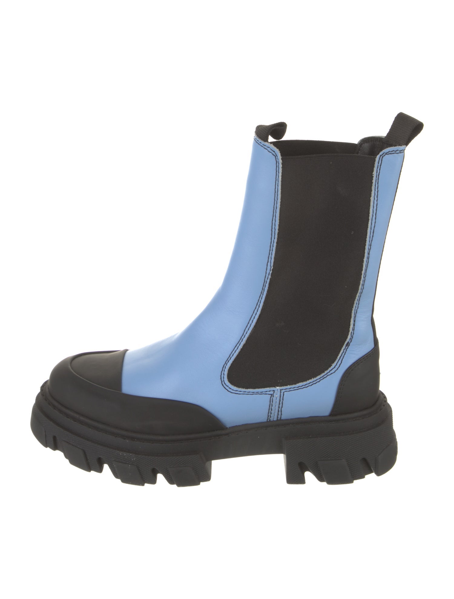 Ganni Leather Colorblock Pattern Chelsea Boots