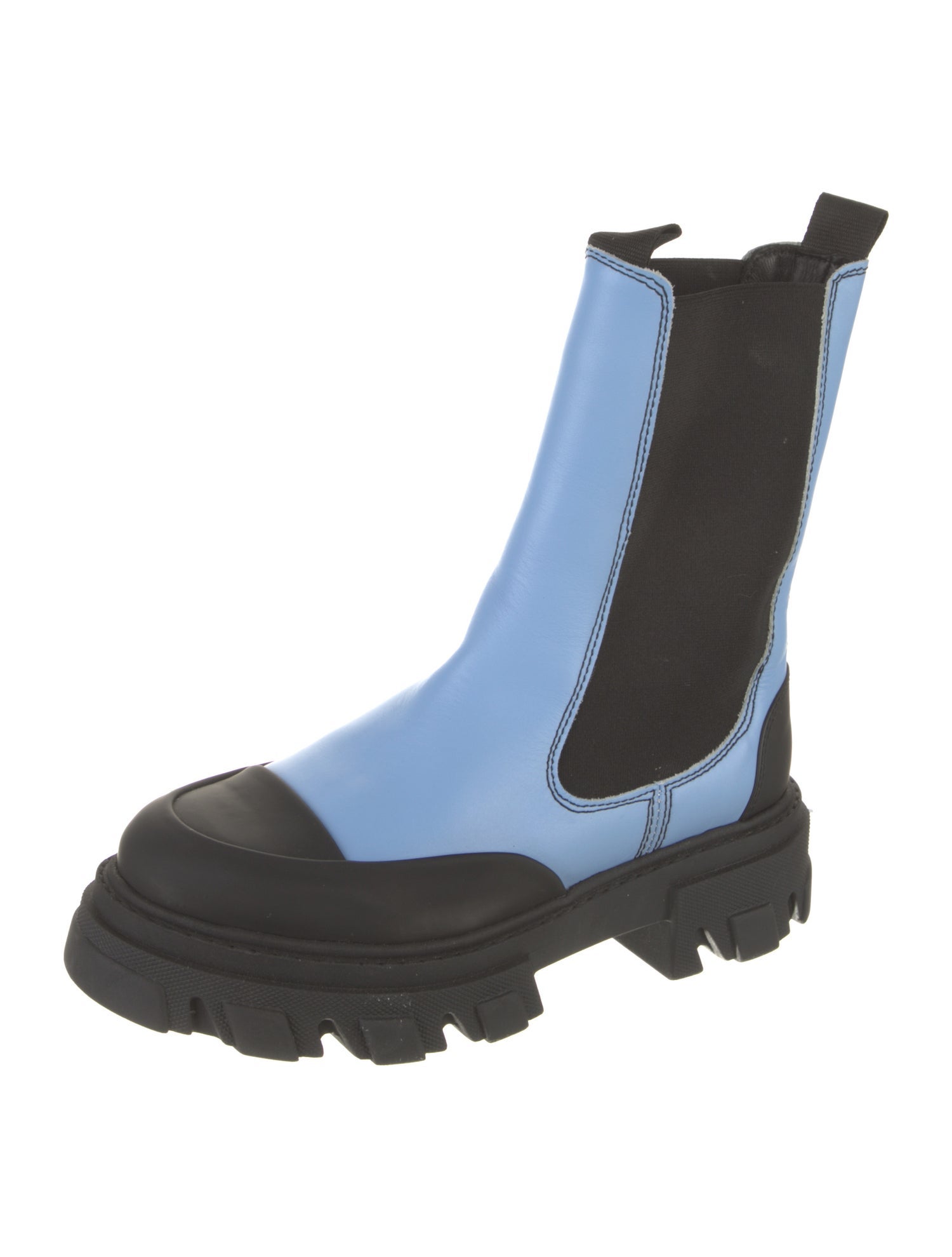 Ganni Leather Colorblock Pattern Chelsea Boots