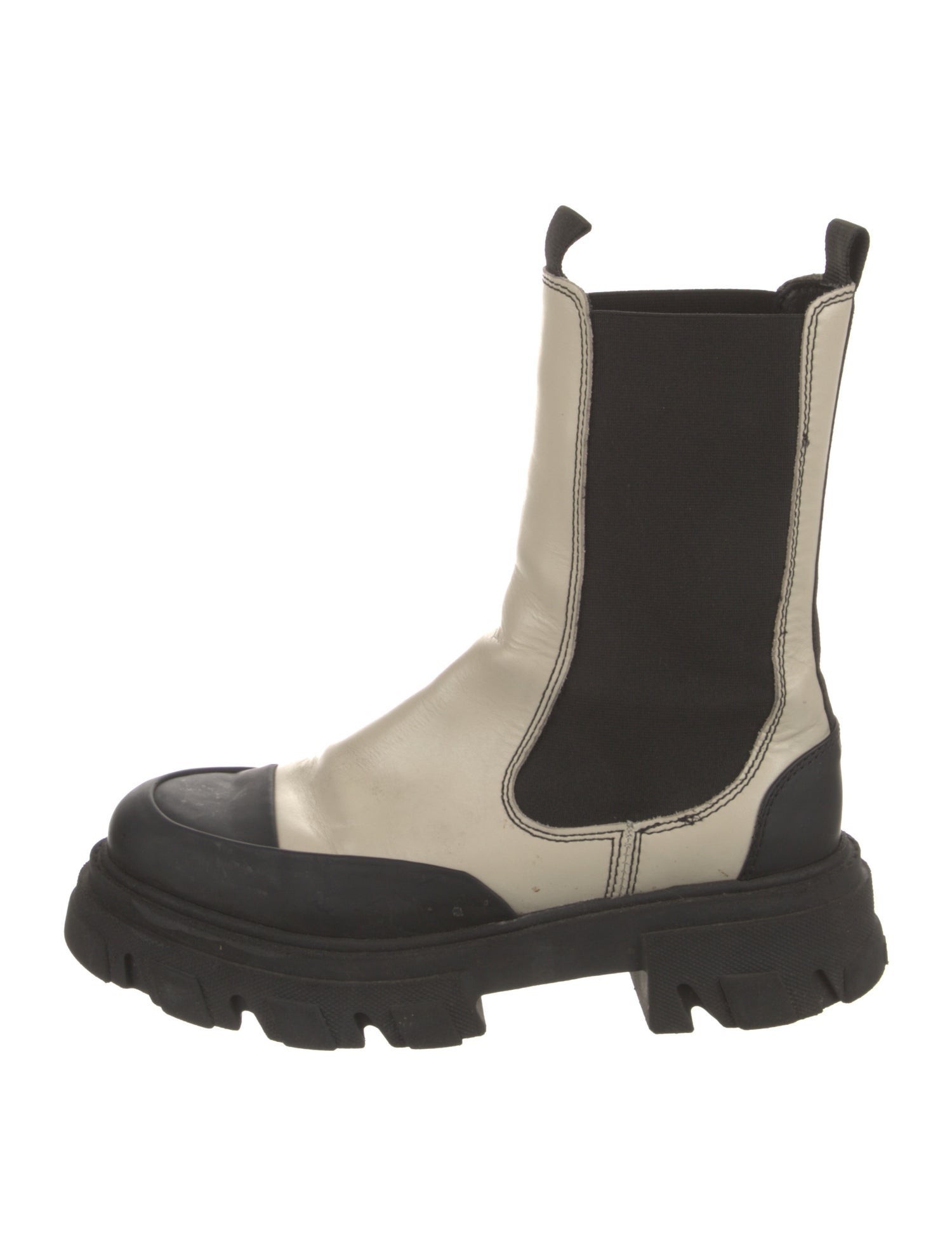 Ganni Leather Colorblock Pattern Chelsea Boots