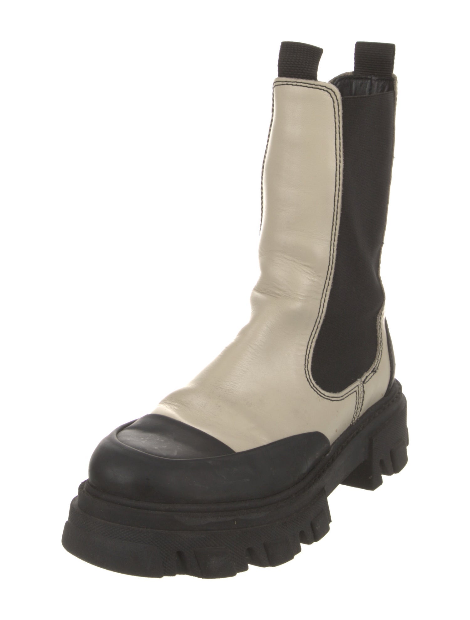 Ganni Leather Colorblock Pattern Chelsea Boots