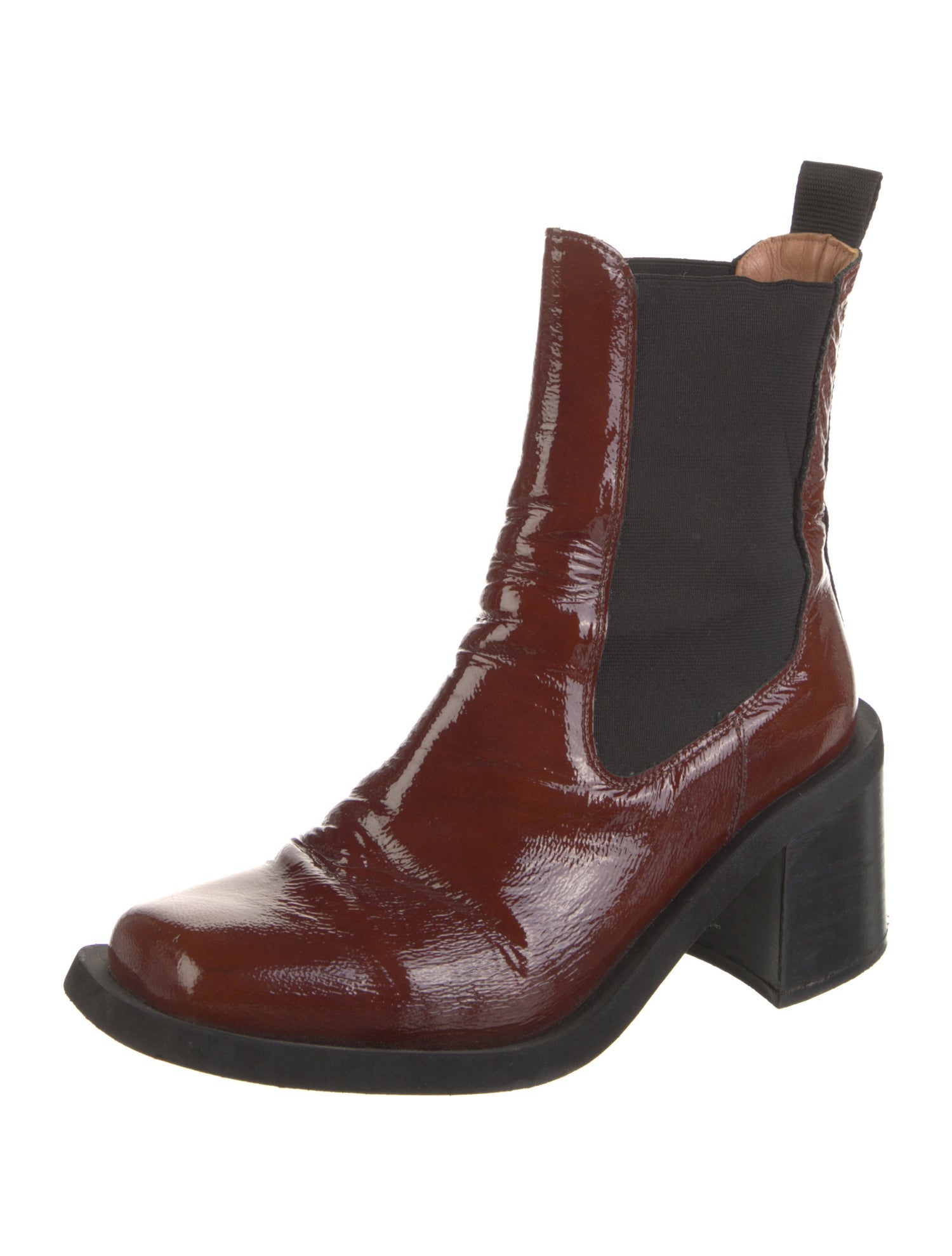 Ganni Patent Leather Chelsea Boots