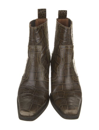 Ganni Alligator Animal Print Western Boots