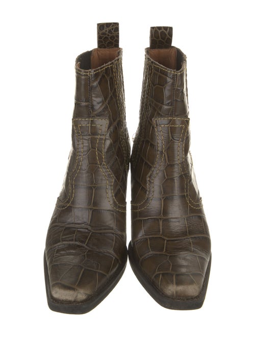 Ganni Alligator Animal Print Western Boots