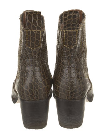 Ganni Alligator Animal Print Western Boots