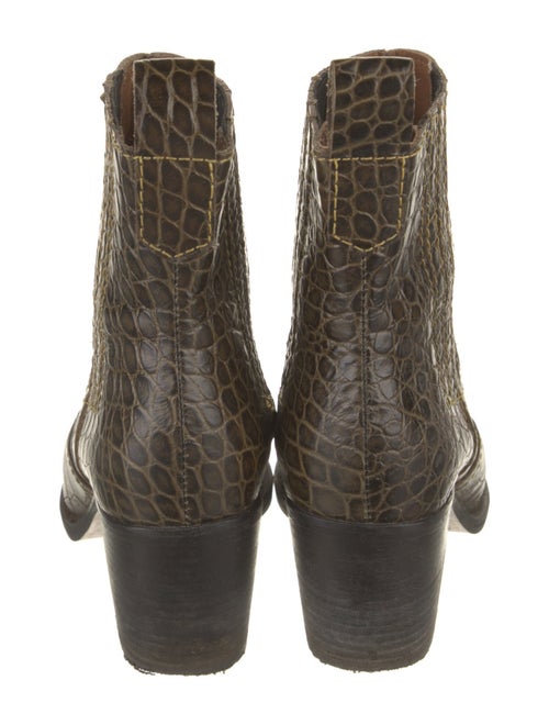 Ganni Alligator Animal Print Western Boots